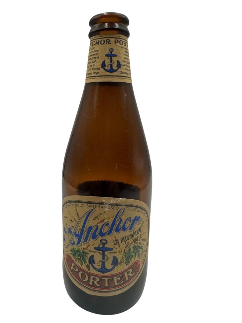 Anchor Porter Empty Glass Bottle Original Label Collectible San Francisco Brewer